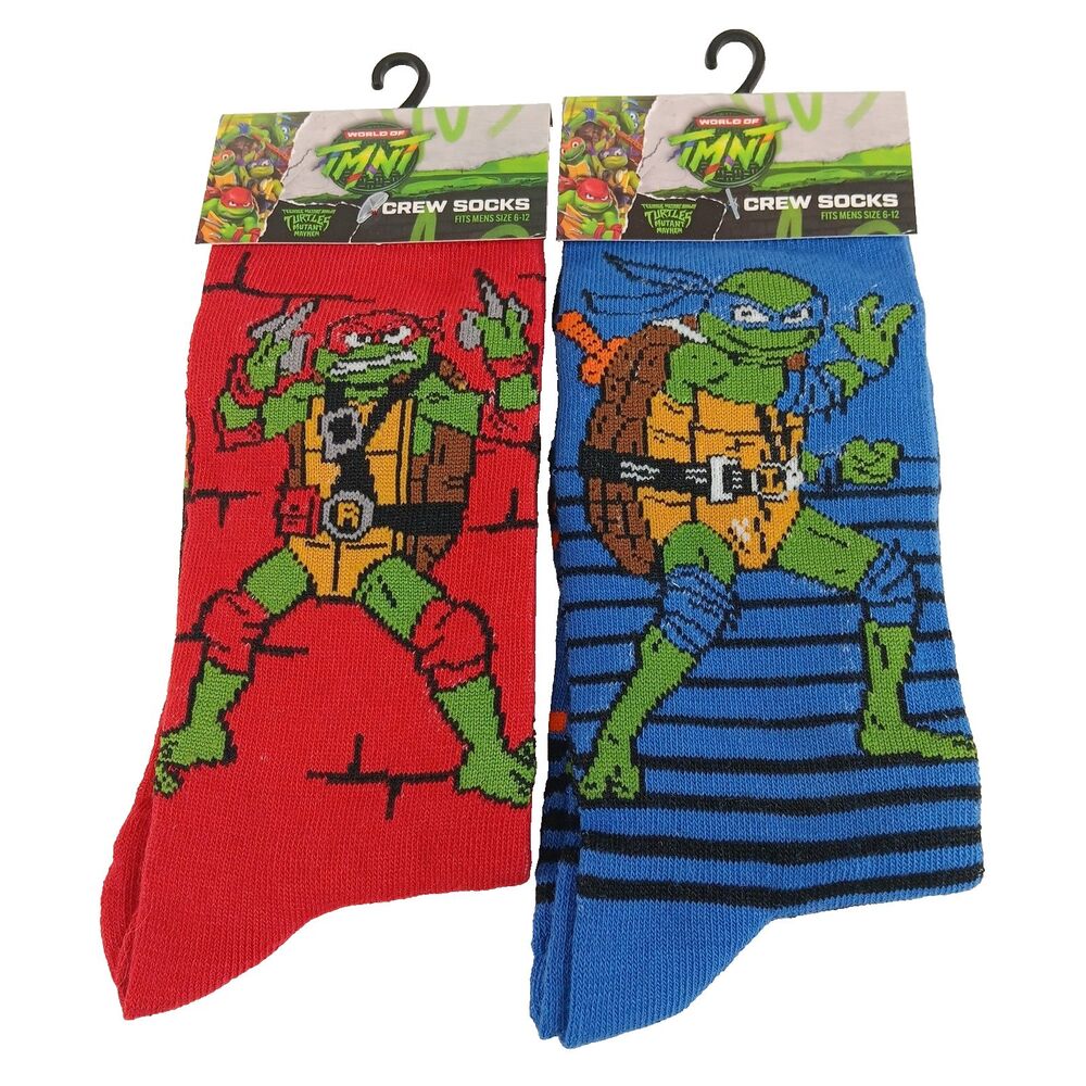Teenage Mutant Ninja Turtles TMNT 2-pair Cartoon Mens Sz 6-12 Crew Socks NWT